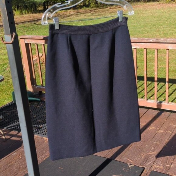 Tory Burch Navy Wool Pencil Skirt Sz 8 Print Lining Wardrobe Staple Basic Caree - Picture 1 of 6